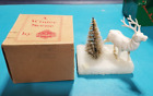 New ListingVtg Bradford Winter Scene Christmas Hard Plastic Reindeer  Bottle Brush Tree box