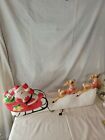 Vintage Union Products Santa Sleigh Reindeer Tabletop Lighted Blow Mold 26