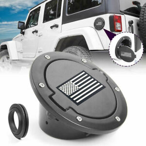 Fuel Filler Door Cover Aluminum Gas Tank Cap for Jeep Wrangler JK Unlimited 07+ (For: Jeep)