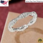 Silver Plated Rings for Women Fashion Cubic Zirconia Jewelry Sz 6-10 Lab-Created