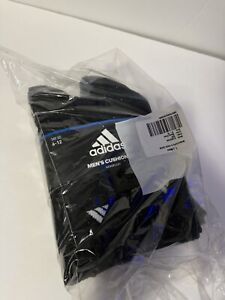 Adidas Athletic Cushioned Crew Socks Black 6/Pack Men's NEW