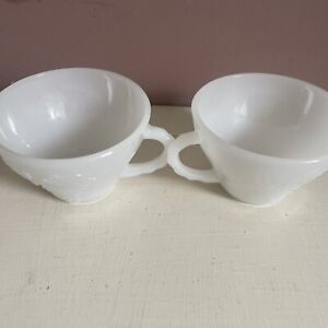 Anchor Hocking Milk Glass Harvest Grape Punch Bowl Cups Pair