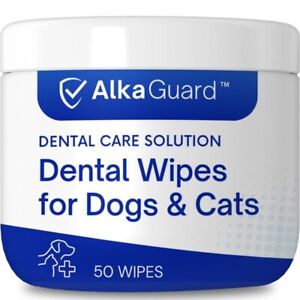 AlkaGuard Dental Wipes for Dogs & Cats, Oral Care Aid for Plaque/Tartar