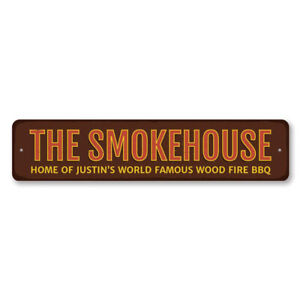Personalized Smokehouse Home Of World Famous Wood Fire BBQ Metal Wall Decor
