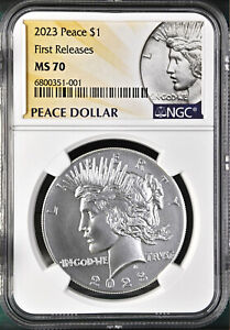2023 p uncirculated peace silver dollar ngc ms 70 first releases        in hand