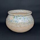 New ListingVintage Pottery Bowl Pot Vase Hand Thrown Pink Green Blue Speckled Glaze Signed
