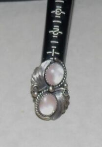 ESTATE NATIVE AMERICAN STERLING SILVER & MOTHER OF PEARL 4 1/2 RING SIGNED WD