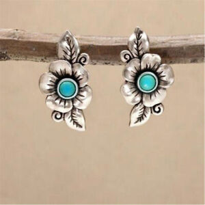 925 Silver Plated Dangle Drop Earrings Hook Women Turquoise Jewelry Simulated