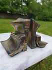 Vtg Pair of Brass Book Themed Bookends Philadelphia Manufacturing Co Book Lover