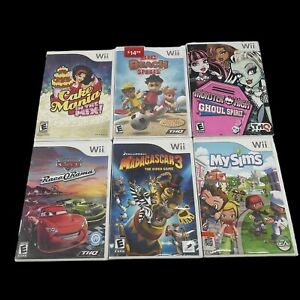 Lot of 6 Nintendo Wii Games Rated E-Everyone  Cars Madagascar 3 My Sims Beach