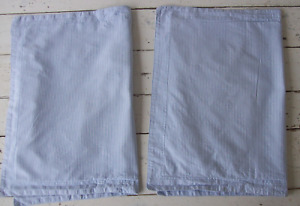 RALPH LAUREN 2 Ticking Stripe Standard Pillow Shams~Blue+White~100% Cotton