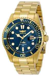 NEW!! Invicta Men's 43MM Pro Diver Quartz 3 Hand Blue Dial Gold-tone Watch