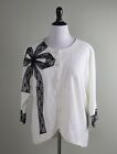 STORYBOOK KNITS NWT Ivory Ramie Lace Sequin Bow Sweater Top Size 2X