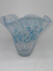 Blue/white Speckled Glass Tulip Vase 6”