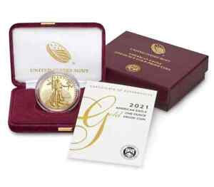 2021 W Oz American Eagle Ounce Gold Proof $50 (21EB) PF Type 1 Box & COA Rare