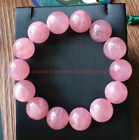 100% Genuine Natural 14mm Pink Quartz Gemstone Beads Stretch Bracelet 7.5