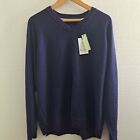 Robert Graham Wool V Neck Sweater Cardigan NWT Size 2XL Blue Purple
