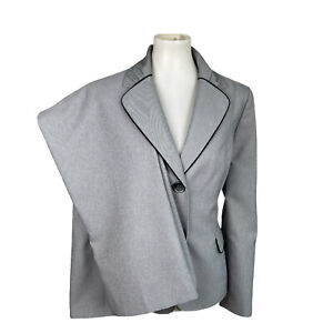 LE SUIT Polyester Elastane Pant Suit Size 10 Gray Notch Collar 2PC Faux Pockets