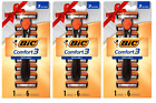 BIC Comfort 3 Hybrid Razor Handle with 6 Refill Blade Cartridges (3 Pack)