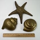 New ListingSet Of 3 Vintage Brass Sea Shells Starfish Wall Hanging Beach Nautical Decor 11”