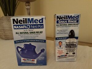 NeilMed NasaFlo Neti Pot w/ 1 Premixed Packets Exp 06/2022 Sinus Relief & Rinse