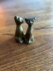 Siamese Cats Small Sculptures Vintage MCM Brass Figurines Paper Weights Set of 2