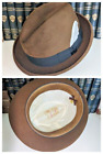 7 1/4 MINTY Vintage 50s/60s DOBBS Long RABBIT FUR FELT Unique HOMBURG Brim HAT