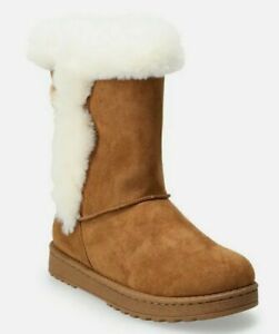 SO Abigail Faux-Fur Winter Boots Chestnut Women's Size 9 10