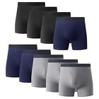 9PK Mens Cotton Boxer Briefs Underwear Tagless Soft Comfort Waistband With Fly