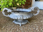 Vtg Large Heavy Cast Aluminum Garden Urn Footed W/ Handles French Style Rococo