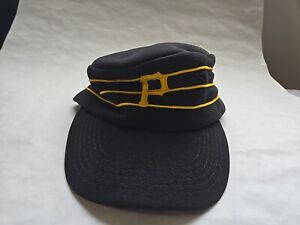 Vintage 1980s Pittsburgh Pirates 7 Up SGA Black Pillbox Snapback Cap Hat