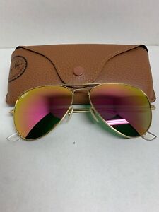 Ray-Ban Aviator Sunglasses 112/1Q RB3025 58mm Gold Frame with Pink Yellow Flash