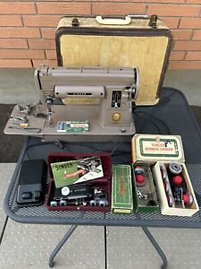 Vintage Singer 301A Sewing Machine with Carry Case & Accessories