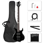 Glarry 4 String Burning Fire Enclosed H-H Pickup Electric Bass Guitar Amplifier