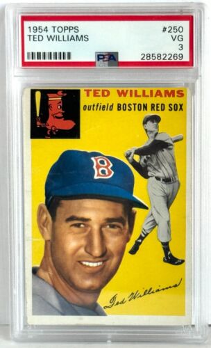 1954 Topps Ted Williams #250 Vintage MLB Baseball Card Graded Beckett PSA 3