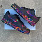 🔥 Nike Air Force 1 Custom Low Multi Color Splatter Swoosh Black Shoes Sneakers