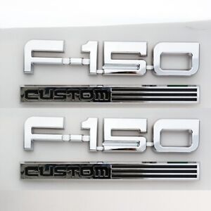 2Pc Fits1 987-91 F-1-5-0 Custom XLT Emblems Side Badges Nameplate Chrome (For: F-150 XLT)
