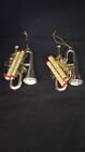 New ListingVintage Silver Musical Instrument Christmas Ornaments with music scrolls 2pcs