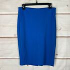 The Limited Stretch Knit Pencil Womens Skirt Blue High Waist Solid Knee Length 8