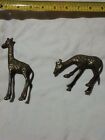 Vintage Lot of 2 ~ Solid Brass Giraffe Figurine Miniatures
