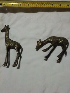 New ListingVintage Lot of 2 ~ Solid Brass Giraffe Figurine Miniatures