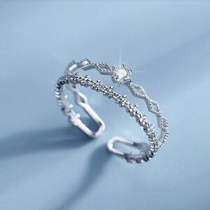 Fashion 925 Silver Tassesl Knuckle Ring Open Zircon Rings Women Adjustable