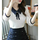 Lace Chiffon Top Shirts Womens Long Sleeve Spring Fall Korean New Bow Tie Blouse