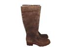UGG Size 7 38 NEW Dark Brown Broome Shearling Suede Boots Tall Side Zip Heels
