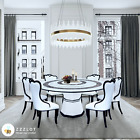 NEW White 1.5MØ Marble Dining Table w/ Lazy Susan Chairs Modern Contemporary Set