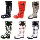 New Women's Rain Boots Wellies Mid Calf Rubber Waterproof Rain & Snow Boots