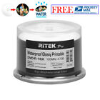 50 Ritek Pro DVD-R 16X 4.7GB Water Resistant Glossy White Inkjet Printable Disc
