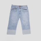Lee Women's Size 10 Blue Cuffed Capri Mid Rise Medium Wash Stretch Denim Jeans