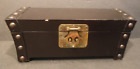 Wooden Storage Box Chest Trinket Box With Flip Lid & Leather Riveted Trim