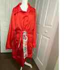 Chelsea Studio Plus 22W, Lightweight Spring Trench Coat, Soft Red, Floral Lining